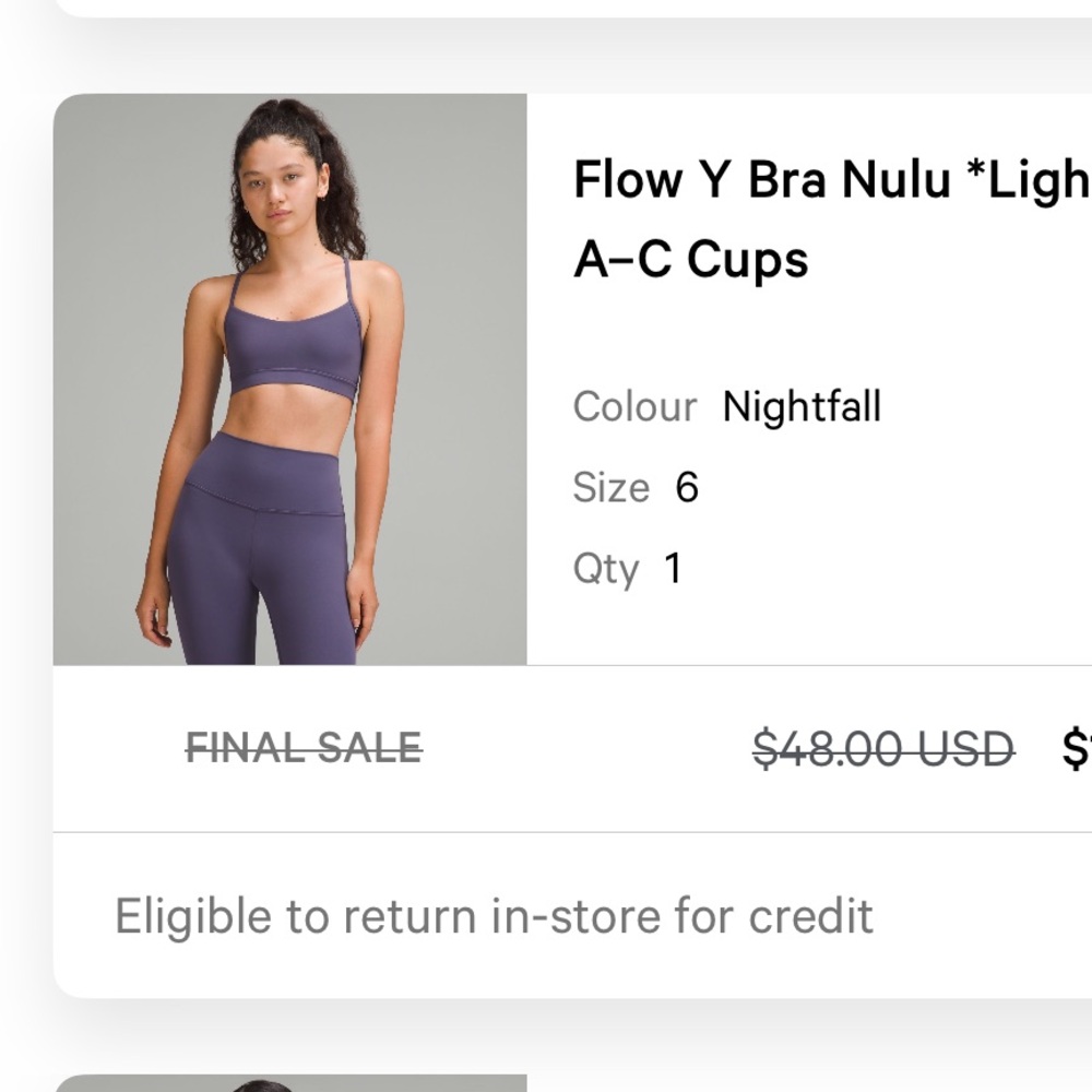 Lululemon Flow Y Bra Nulu in Nightfall